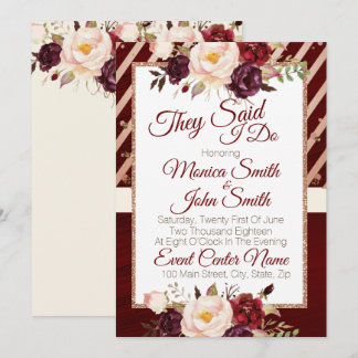 Marsala Burgandy Floral Wedding Ankündigung