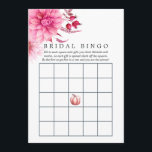 Marsala - Burgund und Blush Herbst Bridal Bingo Hinweiskarte<br><div class="desc">Burgund und rot rosa Unterwasserfarbe Brautparty Bingokarten mit Herbst Dahlien und Blätter.</div>