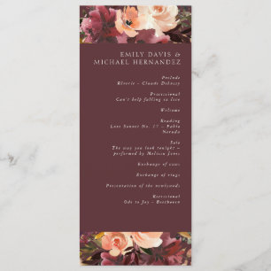 Marsala Burgund Weinrote Pfirsich Aquarell Floral Programm
