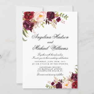 Marsala Burgunder floral Einladung