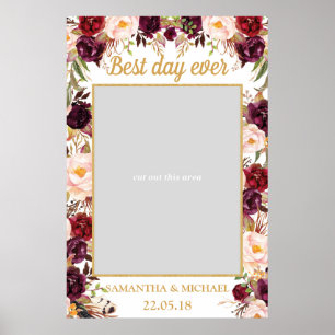Marsala-Burgunder-Rosé-Blumen-Hochzeits-Foto-Requi Poster