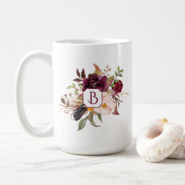 Marsala Burgunder rotes rosa Boho versieht Kaffeetasse