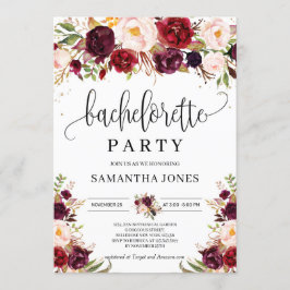 Marsala burgundy Bachelorette Einladung