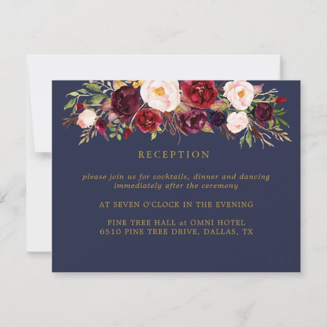 Marsala Burgundy Blume Hochzeitskarte RSVP Karte (Vorderseite)