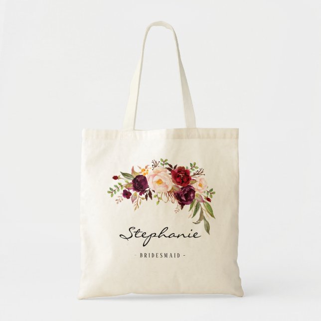 Marsala burgundy Blumenbräu Bridesmaid Personalisi Tragetasche (Vorne)