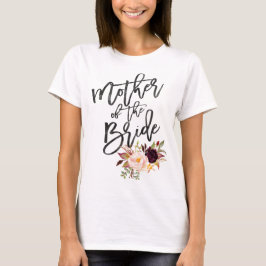 Marsala burgundy Floral Mutter der Braut T-Shirt