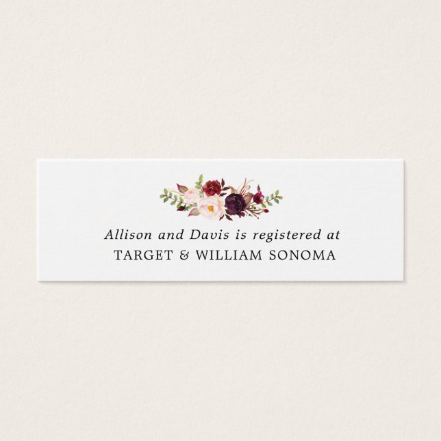 Marsala Burgundy Floral Wedding Card (Vorderseite)
