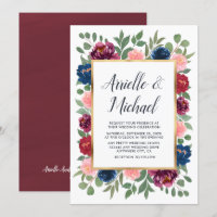 Marsala Burgundy Navy Blue Gold Blush Hochzeit im 