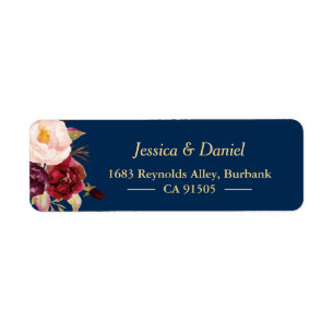 Marsala Burgundy Pink Floral Navy Blue