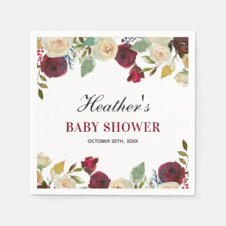 Marsala Burgundy Red Fall Babydusche Papier Serviette