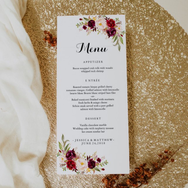 Marsala Burgundy Rustic Floral Werbekarte (Von Creator hochgeladen)