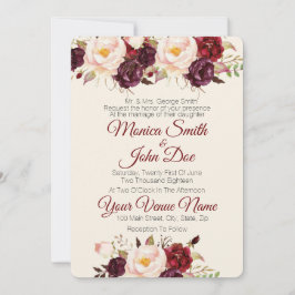 Marsala Burgundy Watercolor Einladung zur Hochzeit