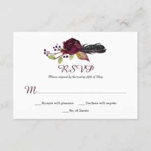 Marsala Burgundy White Rote Rosen Boho UAWG RSVP Karte
