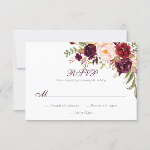 Marsala Burgundy White Rote Rosen Classic UAWG   RSVP Karte