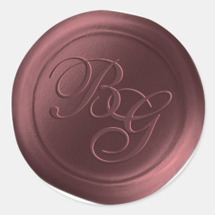 Marsala Calligraphie Monogramme Stickers cire
