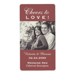 Marsala Cheers to Liebe Hochzeit Foto Weinflasche
