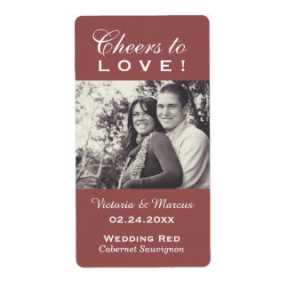 Marsala Cheers to Liebe Hochzeit Foto Weinflasche