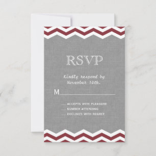 Marsala-Chevron auf Grau RSVP Karte