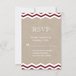 Marsala Chevrons auf Burlap UAWG RSVP Karte