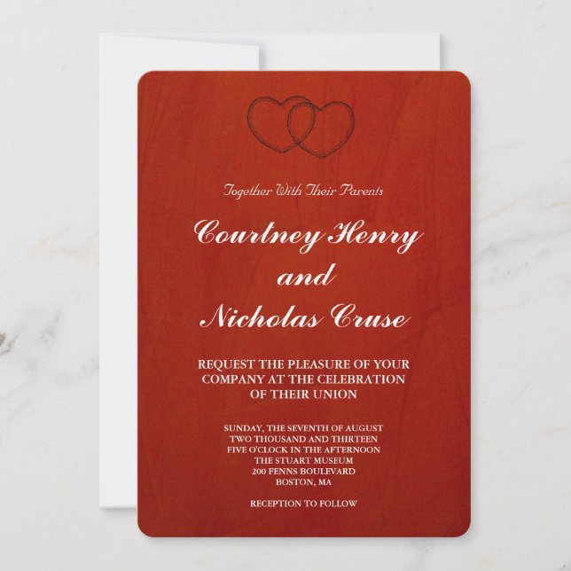 Marsala Crimson Mariage Invitations (Devant)