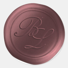 Marsala Double Monogram Imitate Wachs Siegel Stick Runder Aufkleber