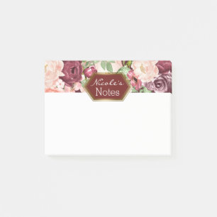 Marsala Dunkelrot Burgunder Rustikal Blumen Person Post-it Klebezettel