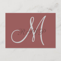 Marsala Elegant Wedding RSVP Card mit Monogram