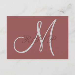 Marsala Elegant Wedding RSVP Card mit Monogram Karte