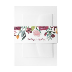Marsala erröten rosa botanische Blumen Wedding Einladungsbanderole