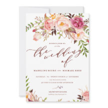 Marsala et Gold Boho Garden Invitation de mariage