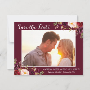 Marsala et Pink Floral Photo Enregistrer les carte