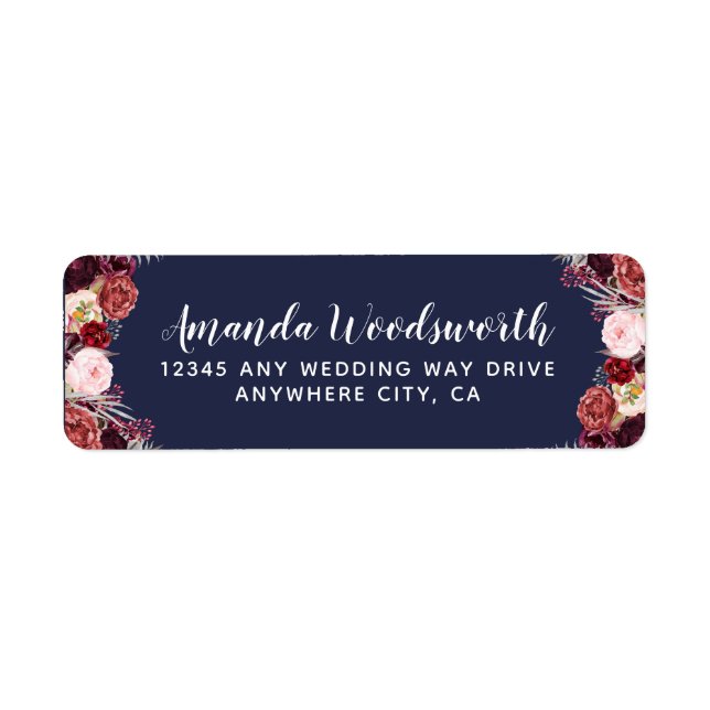 Marsala Fall Peony Wedding Address Labels (Vorne)