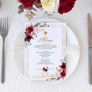 Marsala Fleurs & Gold Frame Baptism Menu