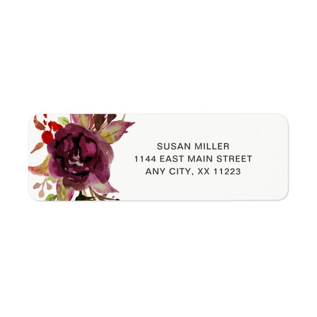 Marsala Floral Bloom Hochzeit Rücksendeadresse (Vorne)