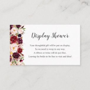 Marsala Floral Display Brautparty Karte + Tag
