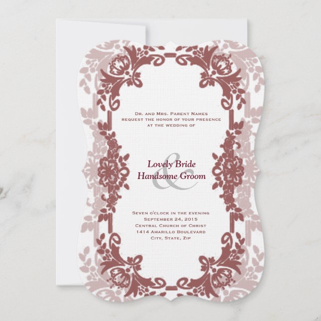 Marsala Floral Frame Wedding Einladung (Vorderseite)
