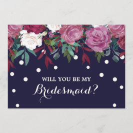 Marsala Floral on Navy Werden Sie meine Bridesmaid Einladung