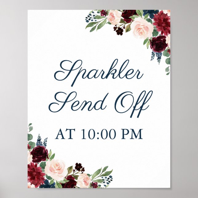 Marsala Floral Sparkler abschicken Schildkröte Poster (Vorne)