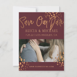 Marsala FOTO Imitats Metal Gold Foil Typografie Save The Date