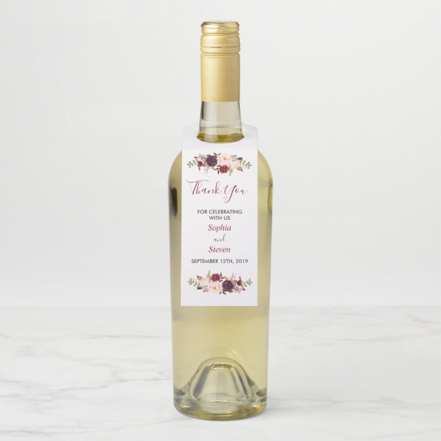 Marsala Gastgeschenk Hochzeit danken Ihnen Wine Flaschenanhänger (Auf Flasche)