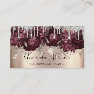 Marsala Glitzer Tropfens Logo-Event-Planner RoseGo Visitenkarte