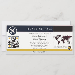 Marsala Gold Boarding Pass Einladung Hochzeit