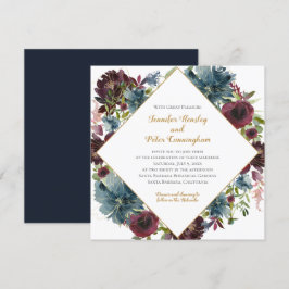 Marsala Gold Floral | Square Wedding Einladung