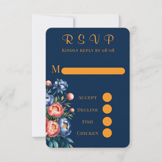 Marsala Gold Painted Peony Wedding RSVP Cards Karte (Vorderseite)