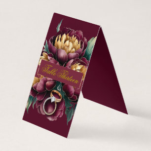 Marsala Gold Peony Wedding Rings Tischnummer