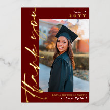 Marsala Gold Script Foto Abschluss Vielen Dank