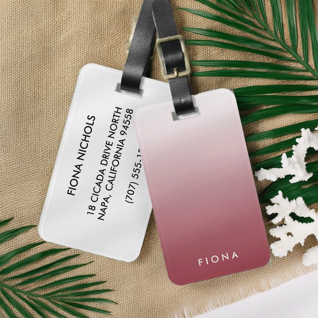 Marsala Gradient Ombre Personalisierter Gepäcktag Gepäckanhänger (Von Creator hochgeladen)