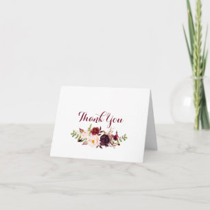 Marsala Greenery Floral Danksagungskarte 4163 Dankeskarte