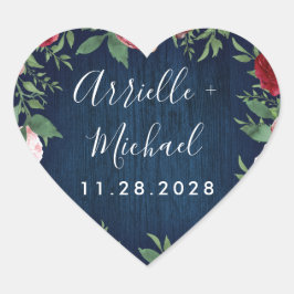 Marsala Land Rustikale Gastgeschenk Hochzeit Stick Herz-Aufkleber