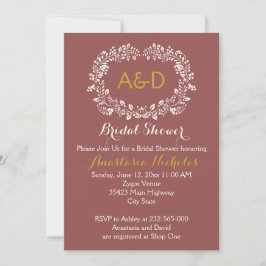 Marsala Laubkranz Hochzeitsszenario Brautparty Einladung